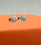 Sterling Silver Halloween Pumpkin Stud Earrings 