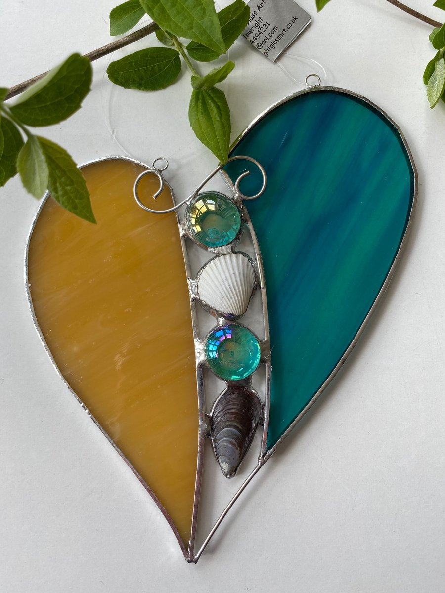 Stained Glass Shell Heart 