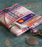 Small Coin Purse with Key Ring – Vintage Fabric Zipper Pouch Key Chain Snap Hook - Image 4