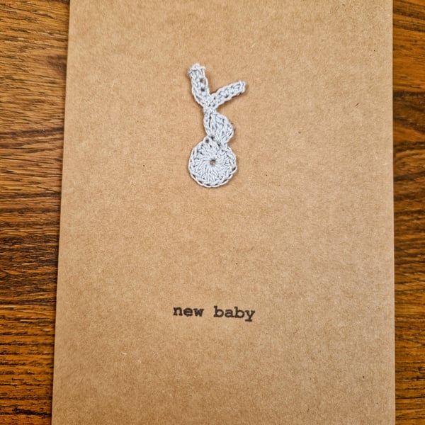 New Baby Card - Congratulations - Handmade Crochet Card