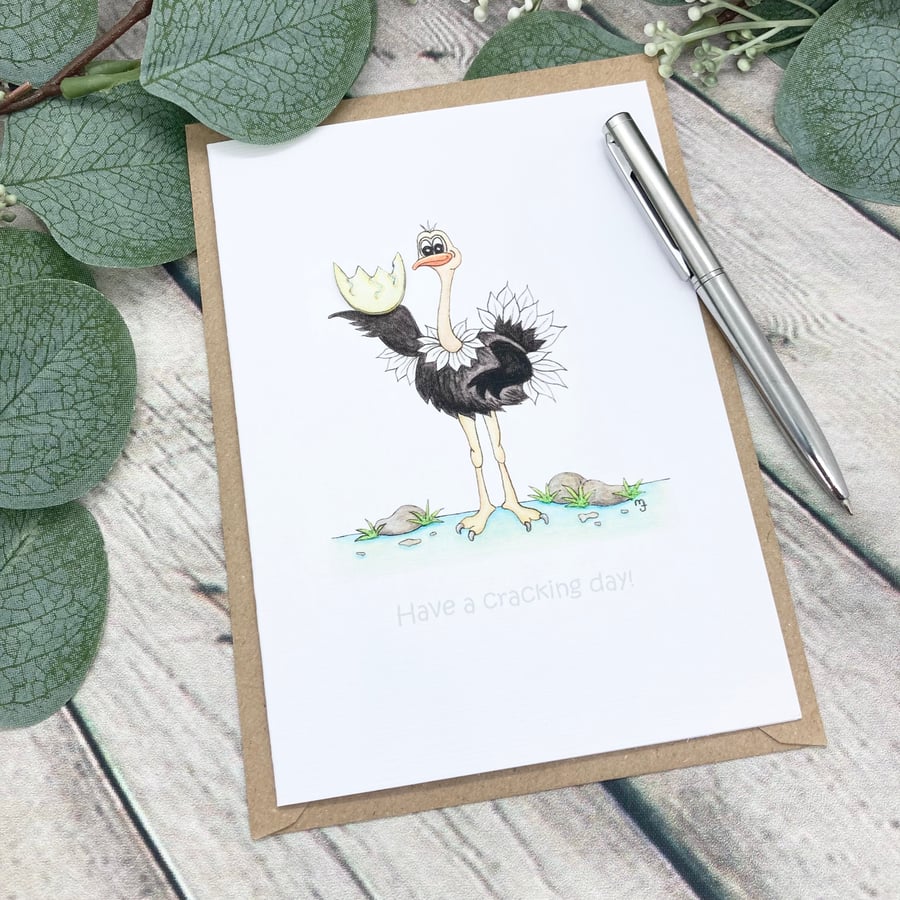 A6 Card - Ostrich Card - Blank Card - Birthday Card - any occasion card
