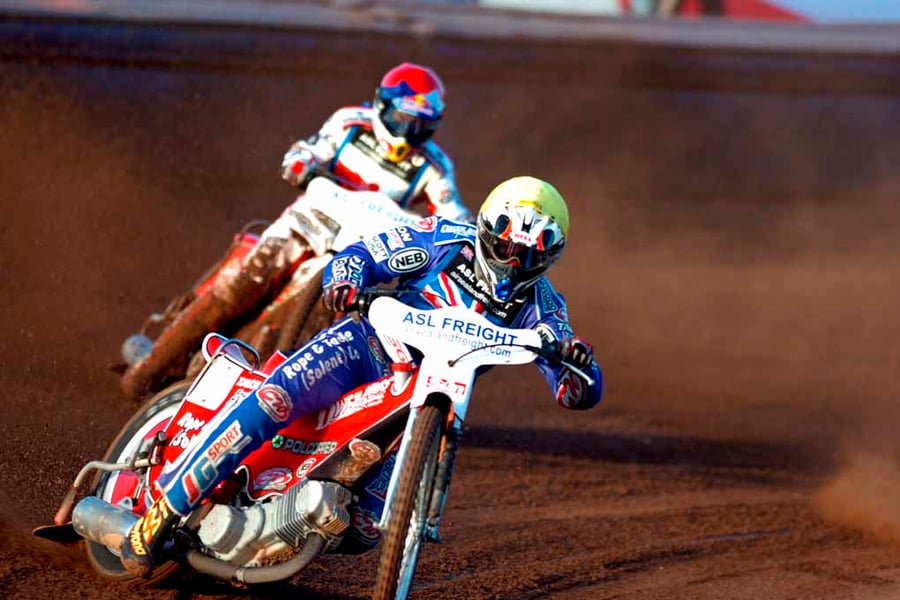 Great Britain Speedway Motorcycle Action Photograph Print