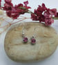 sweet little silver plated earrings with mini pink  glass pendants