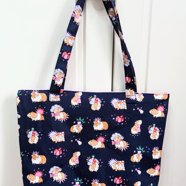 Handbag made in Cath Kidston Navy Pets Party fabric