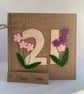21st Handmade Birthday Card from felt. Keepsake Card. Textile card. - Image 2