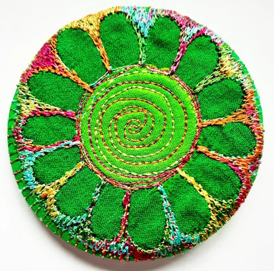 Badge 58mm Multicoloured Flower Textile Badge 