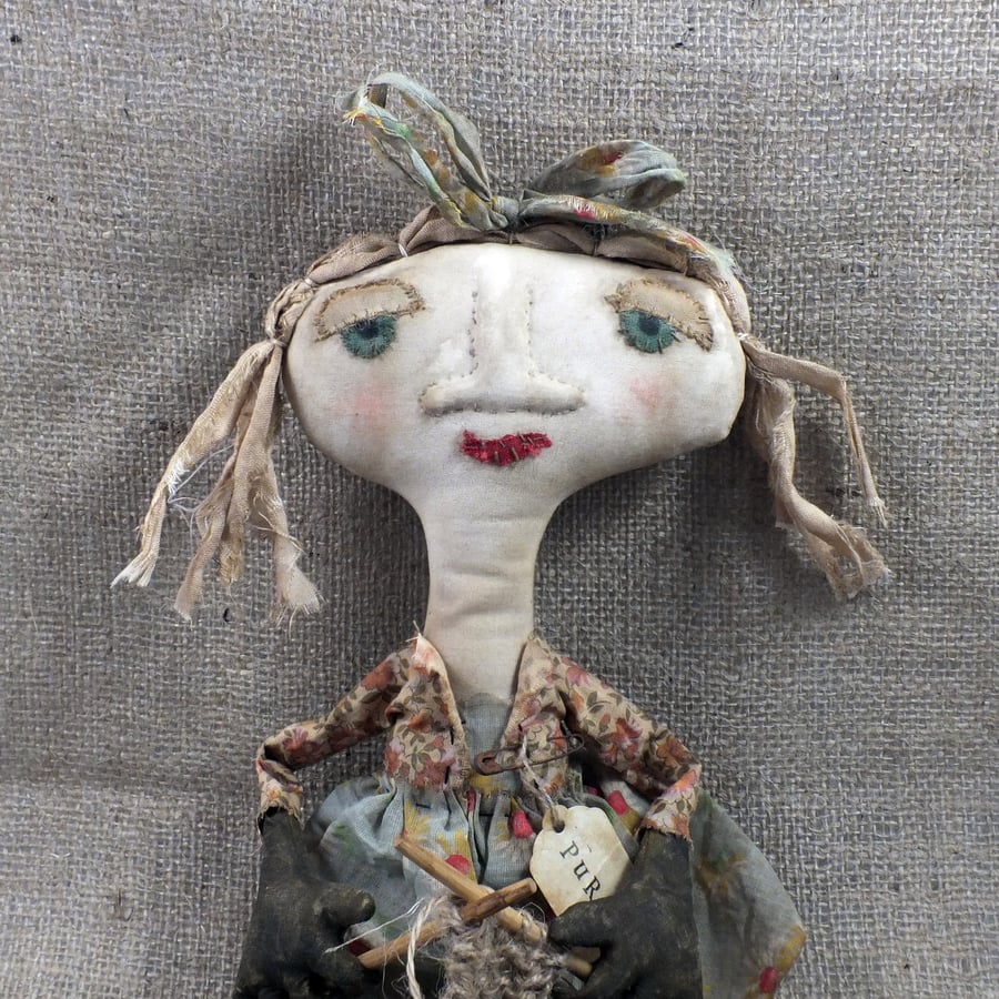 Purl ,Primitive  Knitting Doll
