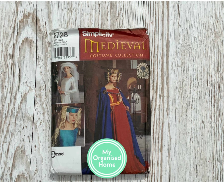 Simplicity 8728 Martha McCain Medieval Costume Collection sewing pattern