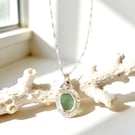 Bohemian Ocean Sea Glass Necklace In Sterling Silver