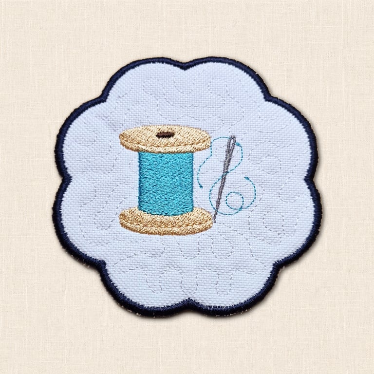 Needle and Thread Candle Coaster - Embroidered Sewing Lover Decor
