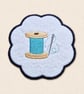 Needle and Thread Candle Coaster - Embroidered Sewing Lover Decor - Image 1