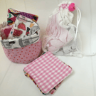Face wipes and storage basket gift set. Reusable, washable wipes.