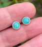 Amazonite stud earrings , sterling silver - Image 3