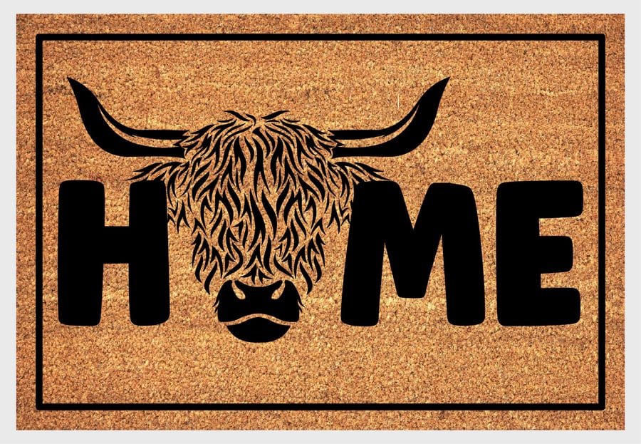 Highland Cow Home Door Mat No.2 - Highland Cow Welcome Mat - 3 Sizes