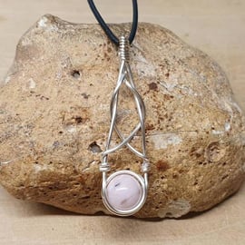 Celtic knot Opal pendant. Wire wrapped neckace. October Birthstone.