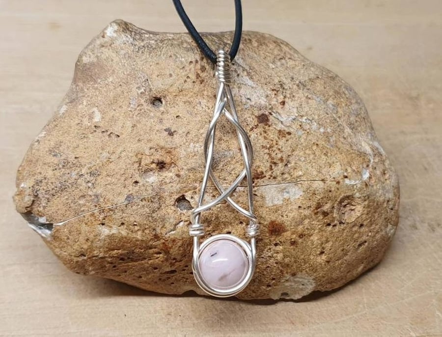 Celtic knot Opal pendant. Wire wrapped neckace. October Birthstone.