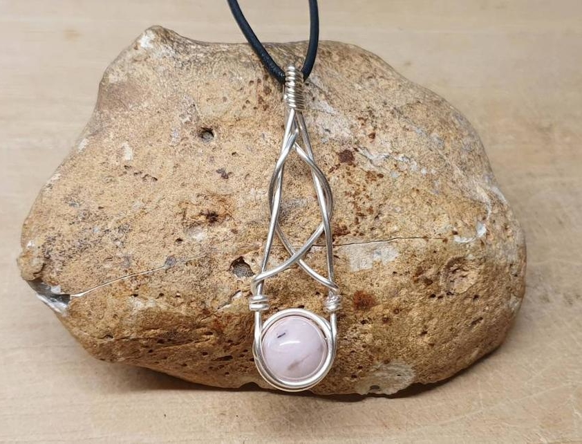 Celtic knot Opal pendant. Wire wrapped neckace. October Birthstone.