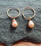 Peach Baroque Freshwater Pearls on 14k Gold Filled Hoops - Image 1
