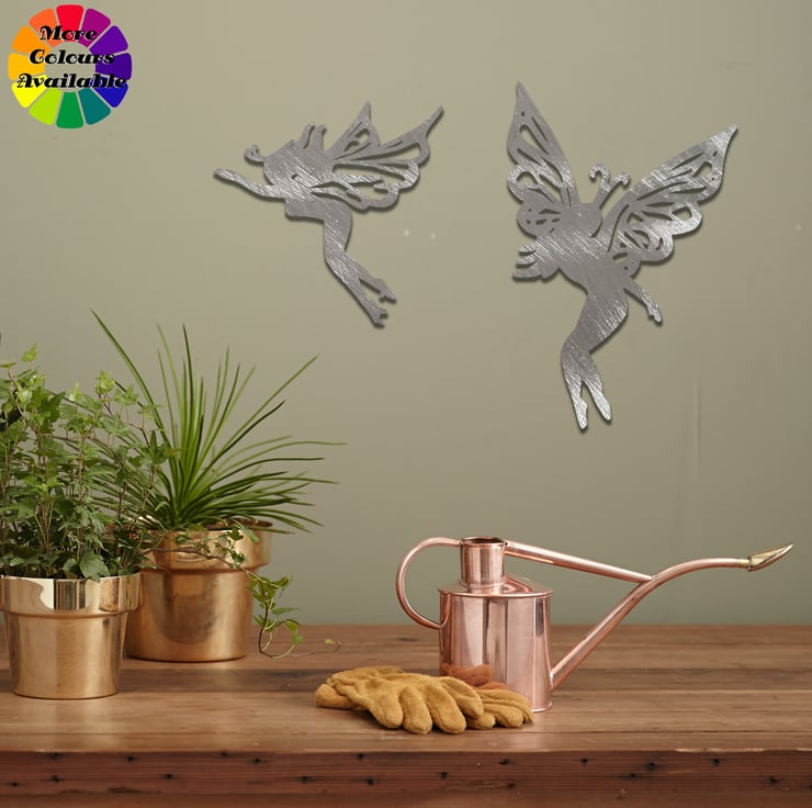 Set of 2 Rusted Metal Fairies, Enchanting Rusti... - Folksy
