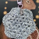 Crochet flower of life bag charm - pale blue