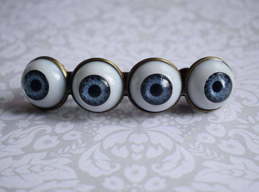 Blue Eyes Spooky Barrette Hairclip for Lovers of Creepy Cute Accessories