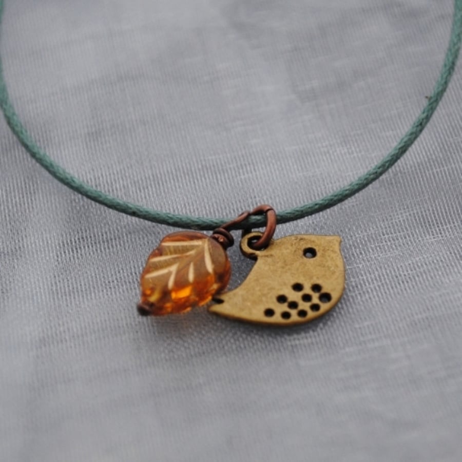 Friendship-Copper bird & leaf friendship bracelet