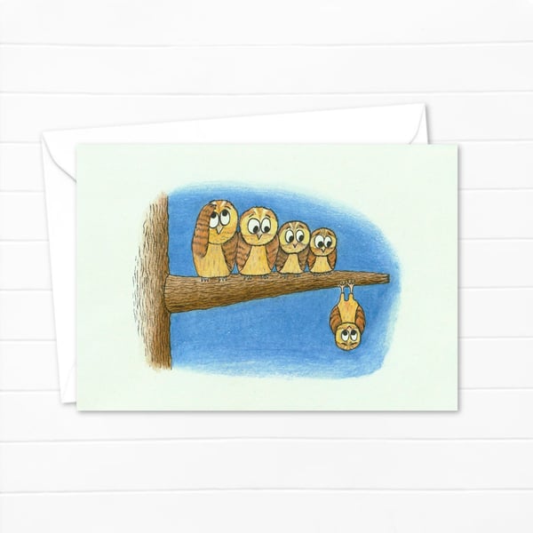 Night Owls Greetings Card: Illustrated Birthday Card for an Animal Lover (206)
