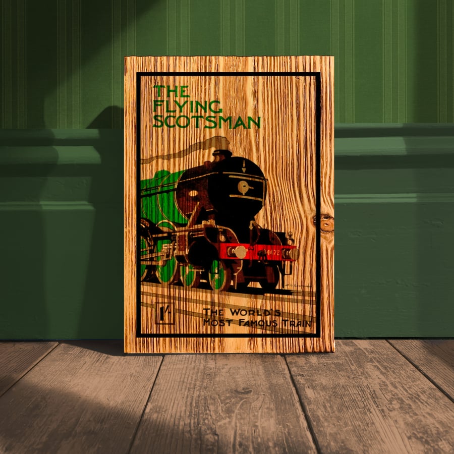 Made To Order A4 Wood Print: flying scotsman steam train 