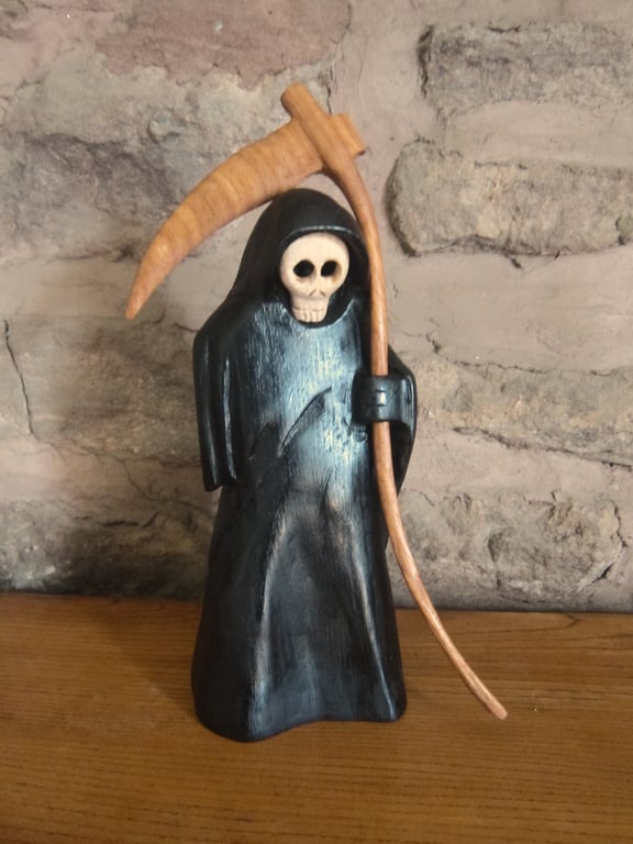 carved wooden Grim Reaper