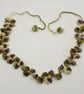 Crochet Cotton and Bead Necklace - Greens and Mauve - Image 1
