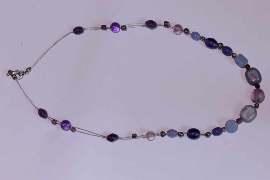 Handcrafted Purple & Violet Floating Bead Double-Strand Necklace