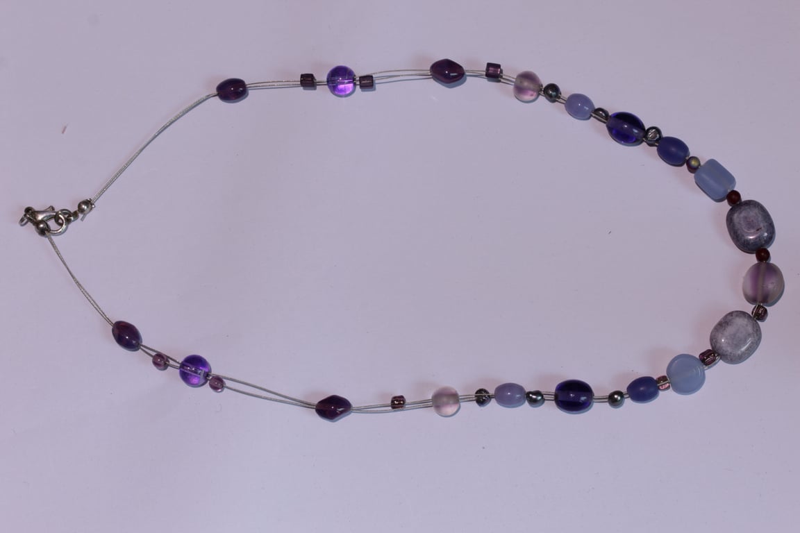 Handcrafted Purple & Violet Floating Bead Double-Strand Necklace