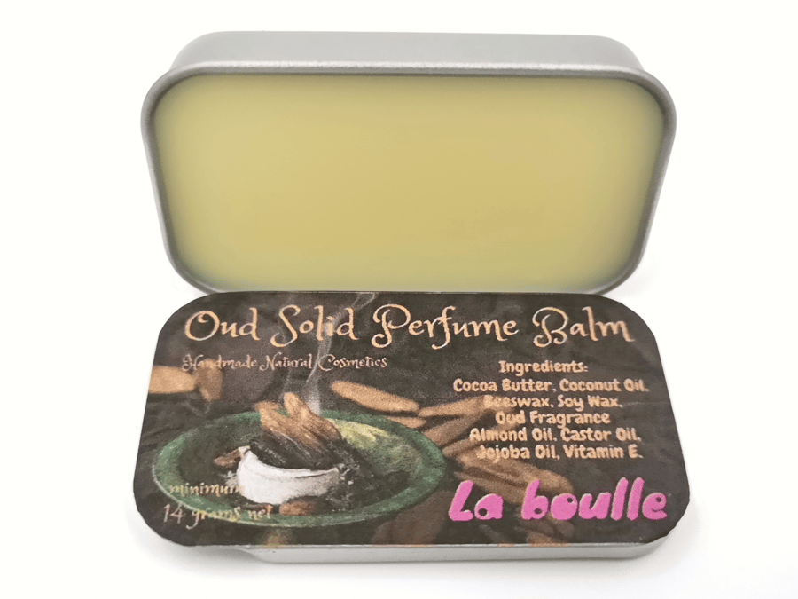 Oud Solid Natural Perfume Balm. For sensitive skin. Handmade natural cosmetics. 