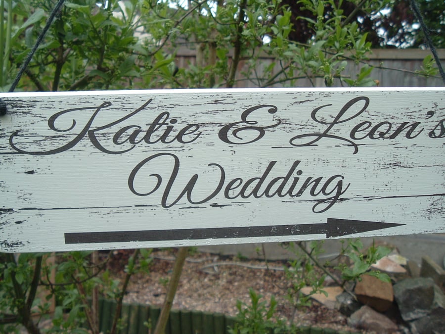 shabby chic vintage wedding personaliesd directional plaque sign