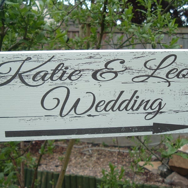 shabby chic vintage wedding personaliesd directional plaque sign