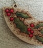 Pyrography wooden holly pendant - Image 4