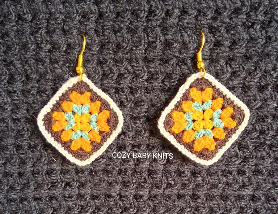 CROCHETGRANNY SQUARE STYLE EARRINGS