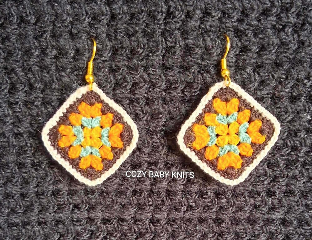 CROCHETGRANNY SQUARE STYLE EARRINGS