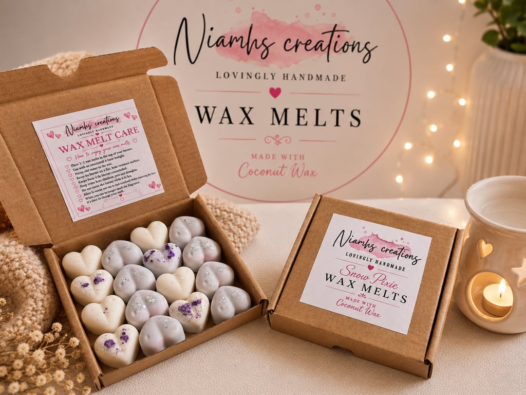 Snow Pixie-Bath Bomb Inspired Scent Heart Wax Melts, Vegan, UK Handmade