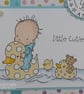 Handmade new baby boy card - baby and ducks - Image 2
