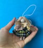 Tiny Cornish Tartan Fairy Doll Decoration, Cornwall Gifts