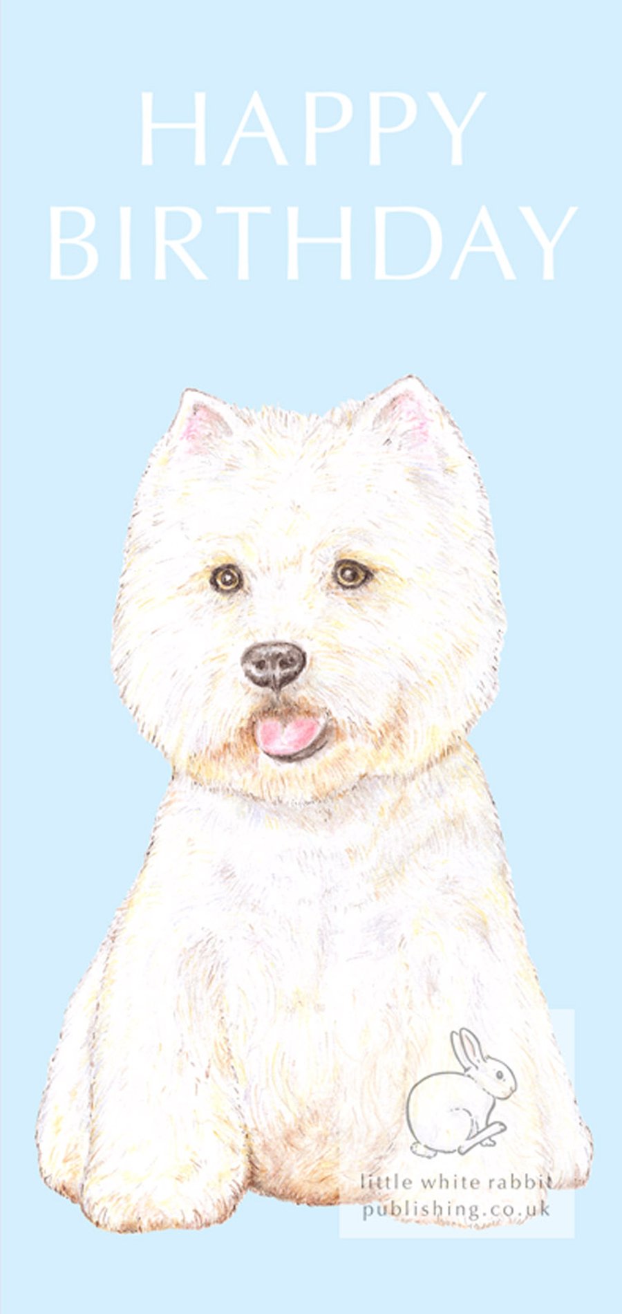 Rupert the Westie on Blue - Birthday Card
