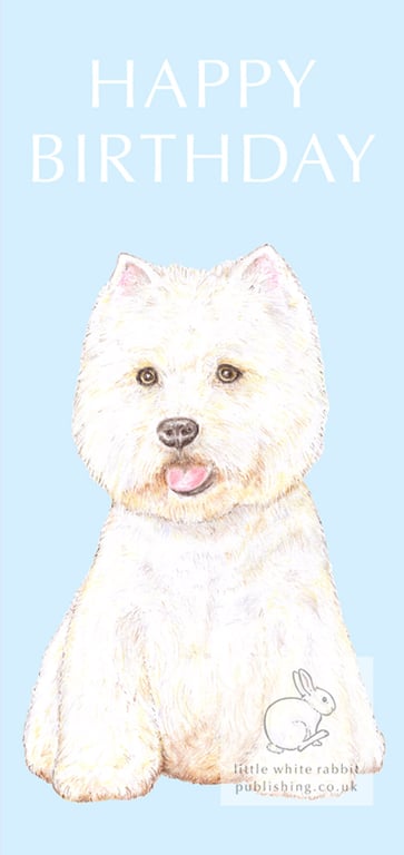 Rupert the Westie on Blue - Birthday Card