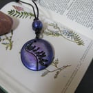 Tufted Vetch & Frosted Moon Botanical Silhouette Pendant