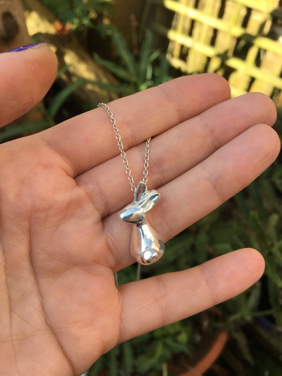 Solid fine silver bunny rabbit pendant