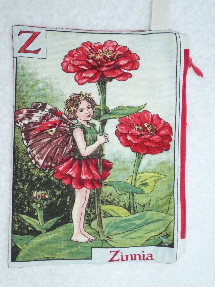 Flower Fairy Print Pixie Purse. Z. Zinnia.  Flower Alphabet Fairy