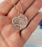 Round Flower Textured Copper Pendant with Enamel - Image 1