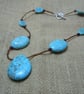 Magnesite turquoise statement necklace with glass seed & bugle beads - Image 1