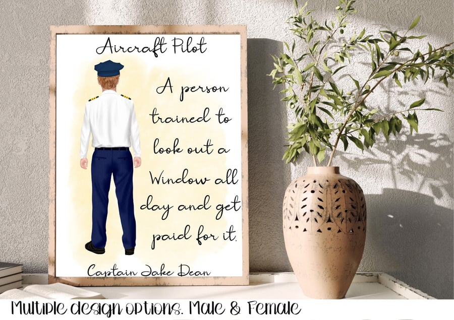 Personalised Pilot Print Pilot Retirement Gift Pilot Gift Wall Decor