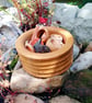Beech Wood Small bowl with grooves.